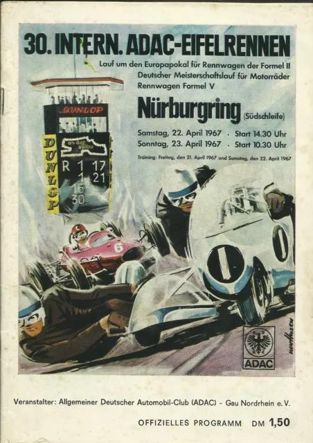 Int.ADAC Eifelrennen Nürburgring 1967 Programmheft