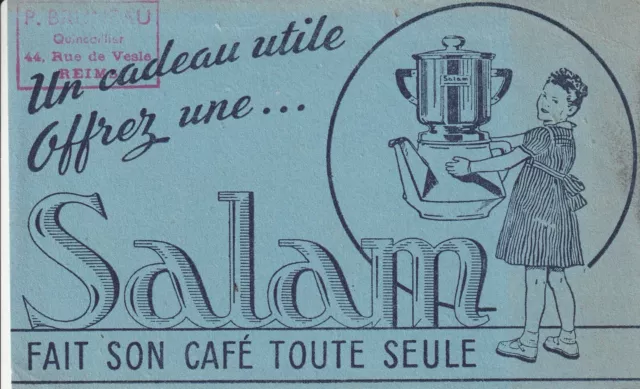 M103 ANCIEN BUVARD PUBLICITAIRE Cafetiere SALAM fait son café seule