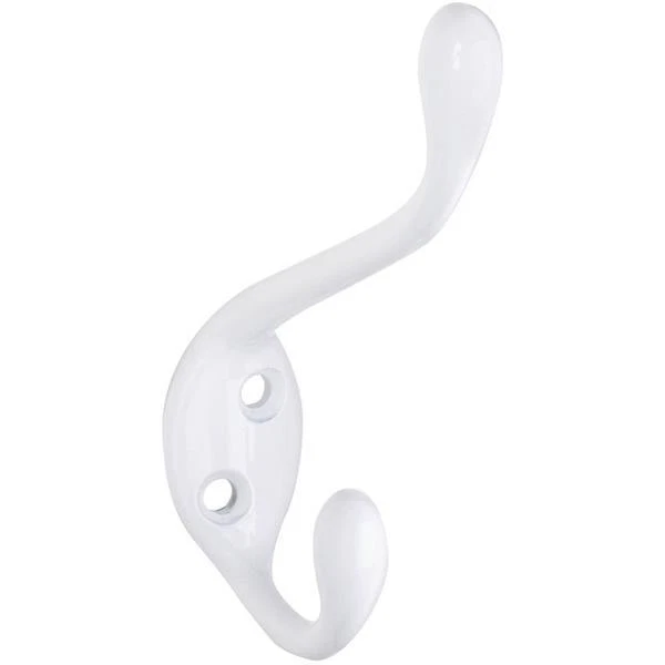 10 Pk White Die Cast 1" Wide X 4.5" High Wall Door Coat & Hat Hook N331058