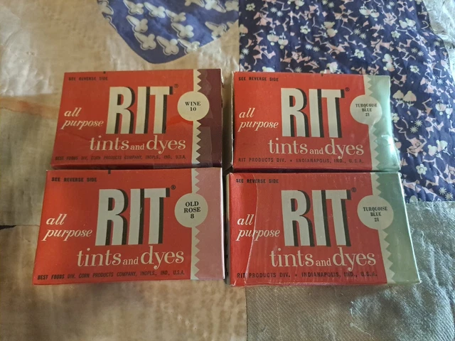 Lote Vintage RIT Tintes Todo Usos Tinte Nuevo/Viejo Stock Azul Turquesa Viejo Vino Rosa