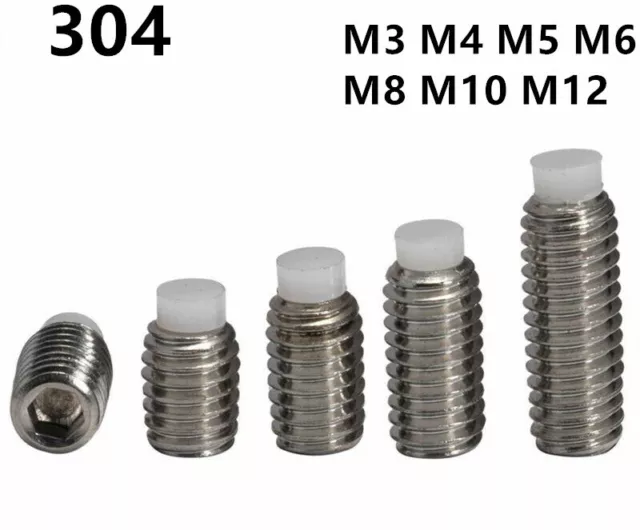 304 Stainless Steel Hexagon Socket Set Screw With Nylon Dog Point M3 M4 M5-M12