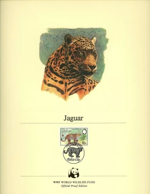 Postal History WWF FDC PANELS Belize Scott #689-692 Jaguar Pictorial 1983 Set 4