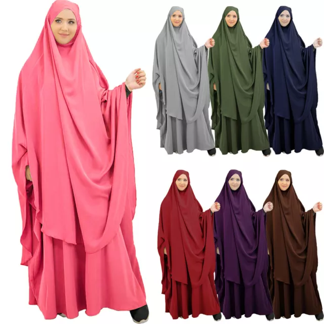 Ramadan Abaya Donna Set Gonna Khimar Preghiera Islamica Caftano Abiti Lunghi