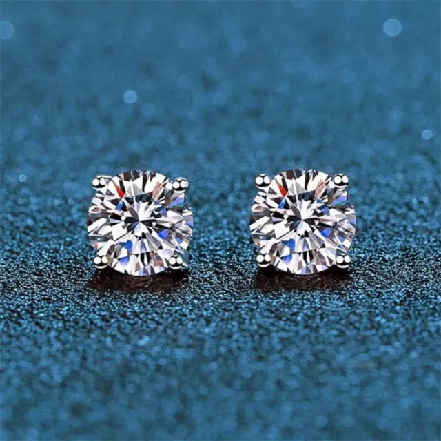 4ct VVS1 Moissanite Stud Earrings 14K White Gold LIFE TIME WARRANTY