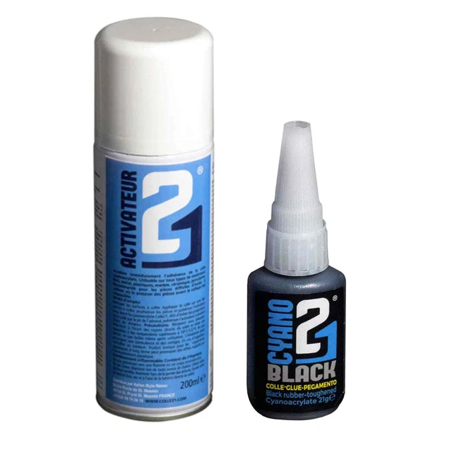 KIT SUPER GLUE COLLE 21 BLACK CYANOACRYLATE FLACON 21gr + ACTIVATEUR SPRAY 200ml EUR 16,28