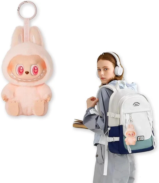 Peluche Portachiavi Labubu - Mostro Carino, Cotone PP, 8x17cm, Rosa, Decorazione Zaino
