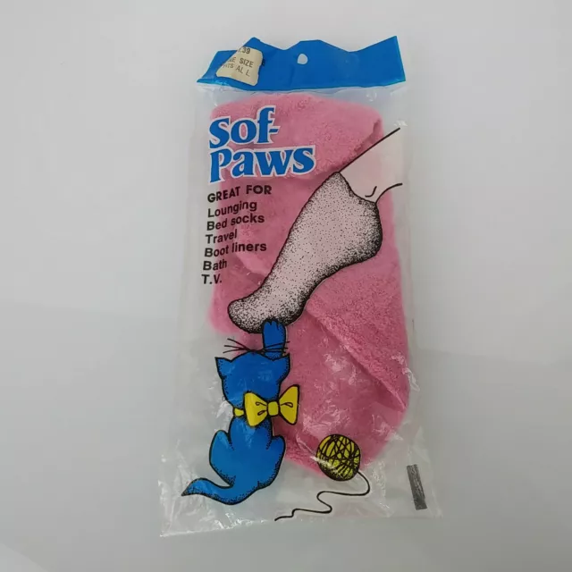 Sof Soft Paws Stretch Orlon Acrylic Fuzzy Ankle Booties Socks NEW Pink One Size
