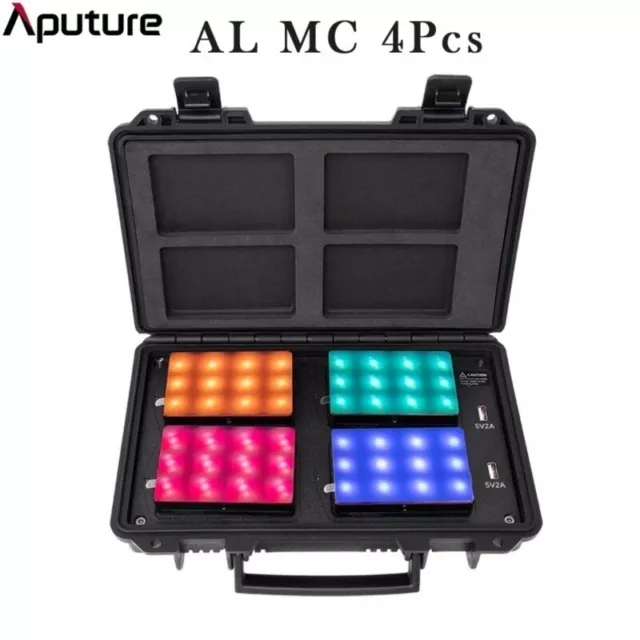 Aputure AL-MC 4-Light Travel Kit RGBWW LED Video Light 3200K-6500K Charging Case