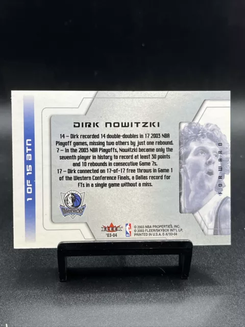 2003-04 FLEER E-X Behind The Numbers Dirk Nowitzki #1-BTN HOF Dallas ...