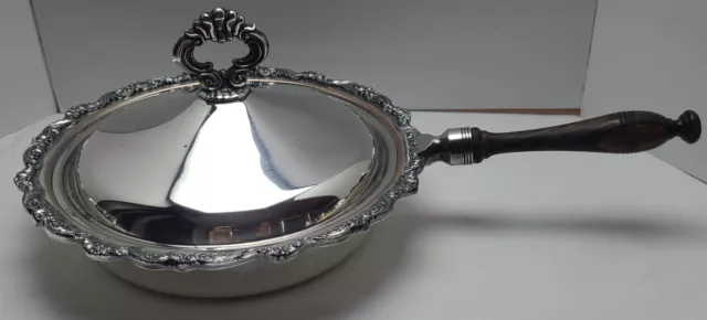 Antique  English  Poole Silver Plated Pan Lid Cover Chafing Dish Ornate