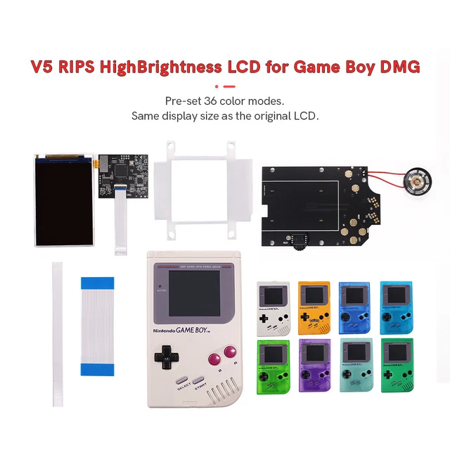 V5 OSD Backlight Color Model LCD IPS Screen For Game Boy GBO/DMG&Pre-Cut shell