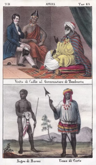 Mali Tombouctou Timbuktu Africa Afrika Afrique costumes Lithographie 1840