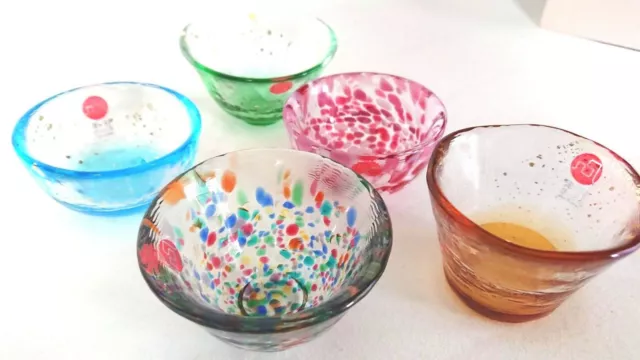 Sakazuki Japanese glass Sake cup set of 5 Tsugaru Vidro Made in japan 2