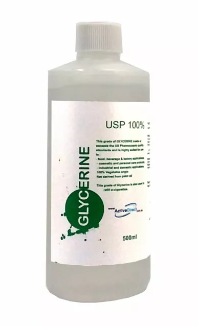 Glycerine USP 100% Pharmaceutical / Food Grade 500ml 500 ml Vegetable Origin