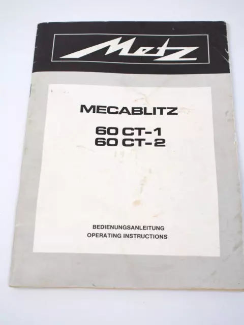 Metz 60 CT-1/ 60 CT-2 Flash Operating Instructions