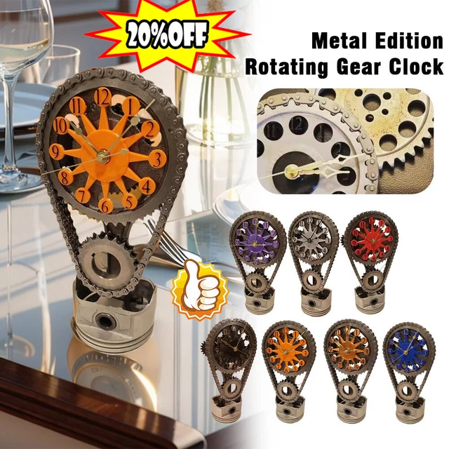 Vintage Rotating Gear Clock Desk Clock Gear Iron Timing Chain Shaped Table Decor
