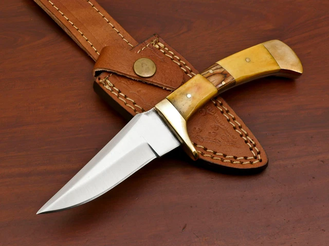 Custom Hand Made D2 Blade Steel Hunting Skinning Knife- Stained Bone - Za-3344