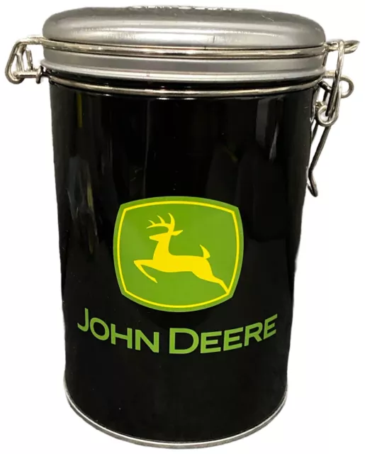 John Deere Yellow 6.-in Round Lock Top Tin Container