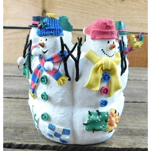 Vintage Avon Christmas Snowy Folks Snowman Candle Holder and Candle Decoration