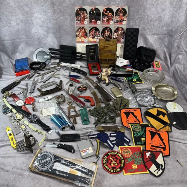 Lot of Various VTG Pocket Knives, Lighters, Tools, Watches, Patches & Much More