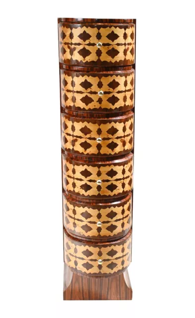 Art Deco Tall Boy Inlay Chest Drawers