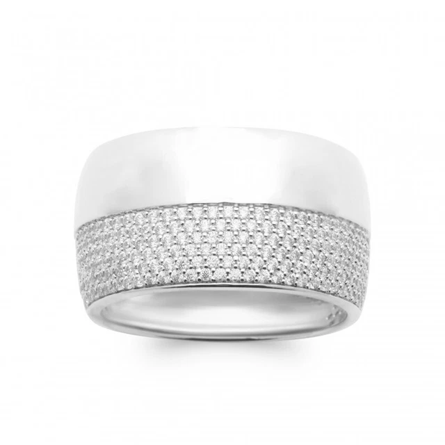 Bague en céramique noir et blanc avec argent 925/1000 et zirconium - BIJOUXIA - T50 à 60