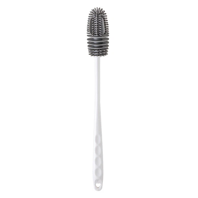 Kitchen Milk Bottle Cup Brush Flexible Soft Silicone Long Handle For Narrow Neck