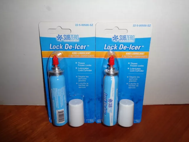 Lot 2 Hopkins SubZero Lock De-Icer and Lubricant .62 oz Ea Car/Deadbolt/Auto/SUV