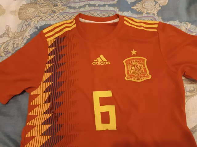 Spain Football Jersey 2018 Adidas Climachill Player Issue #6 A. Iniesta BNWT