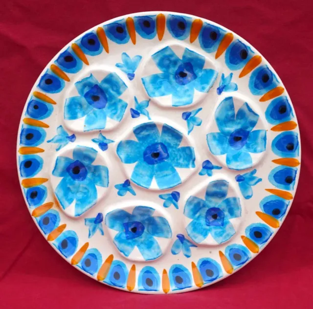 KERCY QUIMPER Oyster Plate French Hand Painted Faience 1970