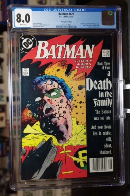 Batman #428 CGC 8.0 *NEWSSTAND EDITION!!!*(1988) DC a Death in the Family WHITE!