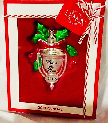 Lenox Annual 2019 Christmas Ornament Bless This Home Silver Red Green
