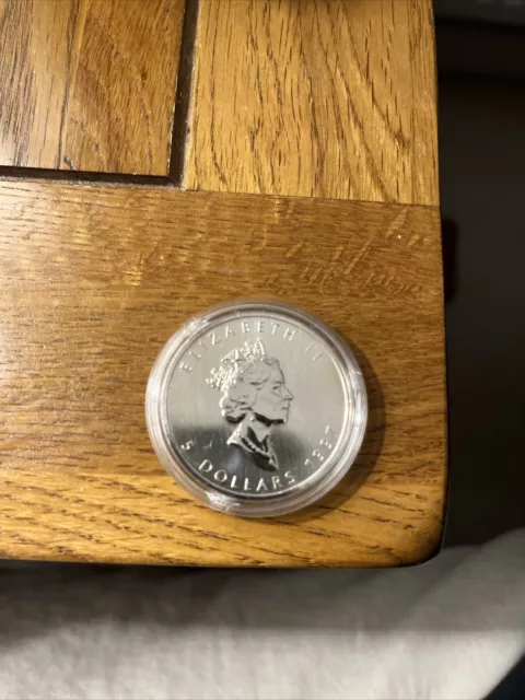 1997 1 Oz 999 Silver Maple Leaf Canada Five Dollars $5 Key Date With COA