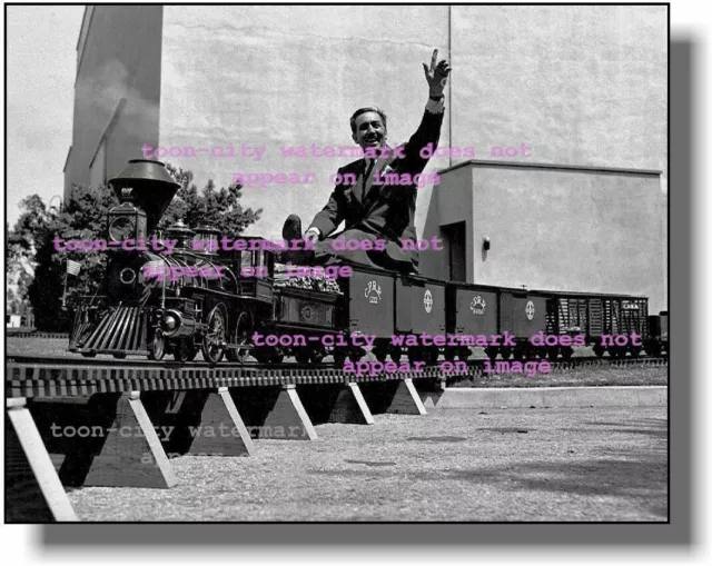 Walt Disney 1940's riding the Lilly Belle backyard Steam Train NEW 8x10 photo