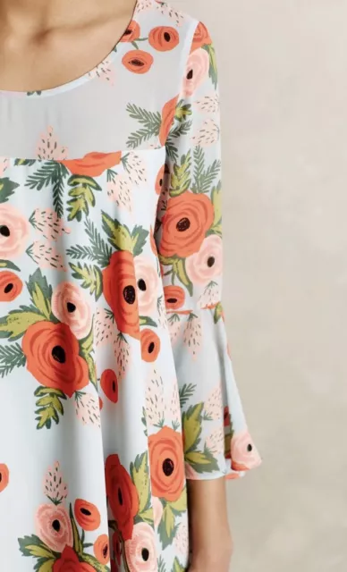 Anthropologie Paper Crown + Paper Rifle Co Fluttered Blooms Swing dress Small 2