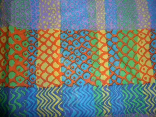 Fabric Psychedelic Rainbow Remnant Craft Cotton Green Blue Purple Orange 35" 180
