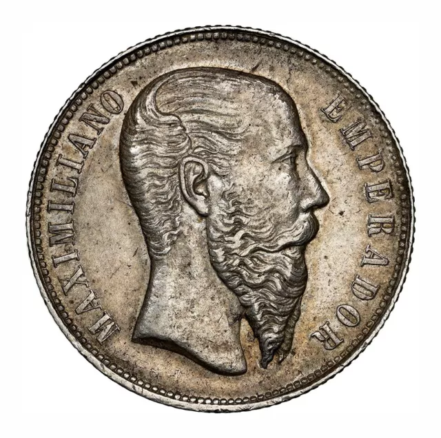 1866, Mexico, Maximilian I of Austria. Rare Silver 50 Centavos Coni. NGC AU-58! 1866, Mexico, Maximilian I of Austria. Rare Silver 50 Centavos Coni. NGC AU-58!
