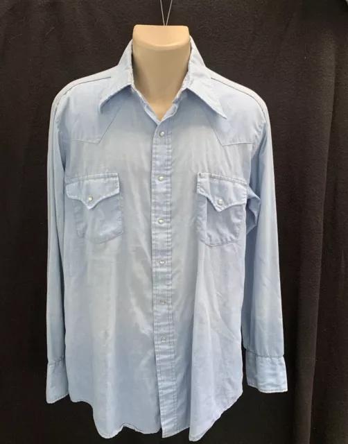 Vtg Sears Western Wear Tall Chambray Snap Shirt~Lrg Tall 2