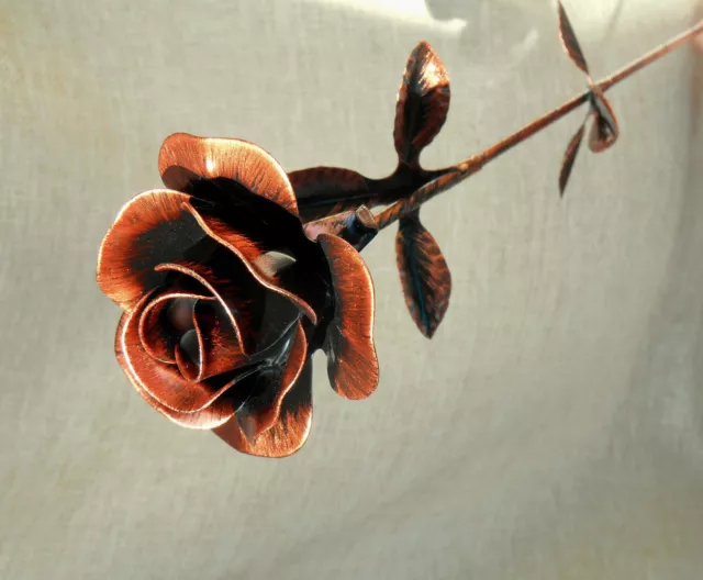 METAL ROSE RED Flower Metal Decoration Floral Handcrafted Copper Roses gift