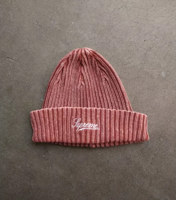 Supreme Bleached Ribbed Beanie FW21 Burnt Orange Knit Hat Cap Script Logo Cotton