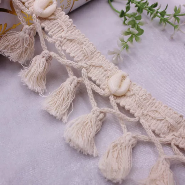 1 Yard 5CM Shell Cotton Tassel Crochet Trim Fringe Lace Dress Curtain Decor DIY