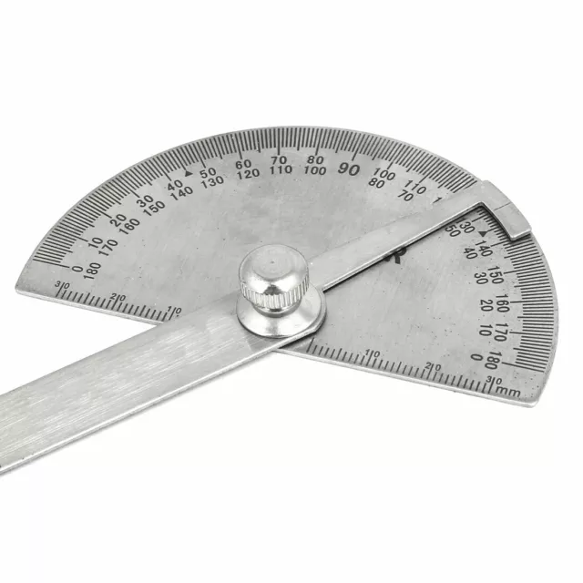 Metal Round Head 180 Degree Rotary Protractor Angle Ruler 195mm Long Silver Tone 3