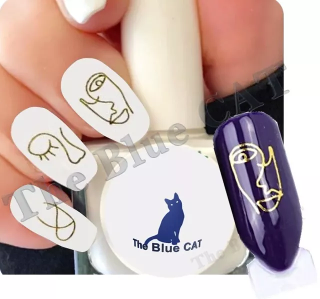 Nail Art Water Decals Stickers Transfers ,Gold Modern Art Faces Beauty Manicure