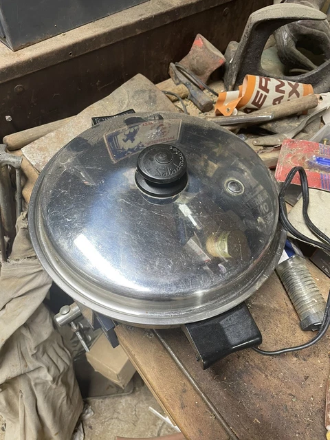 Vintage SaladMaster Oil Core Electric Skillet Lid 11 Inch W/Control Working Vintage SaladMaster Oil Core Electric Skillet Lid 11 Inch W/Control Working
