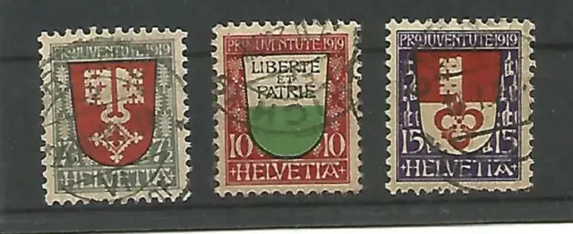 Schweiz PRO JUVENTUTE 1919 "Wappen" MiNr 149-151 gestempelt