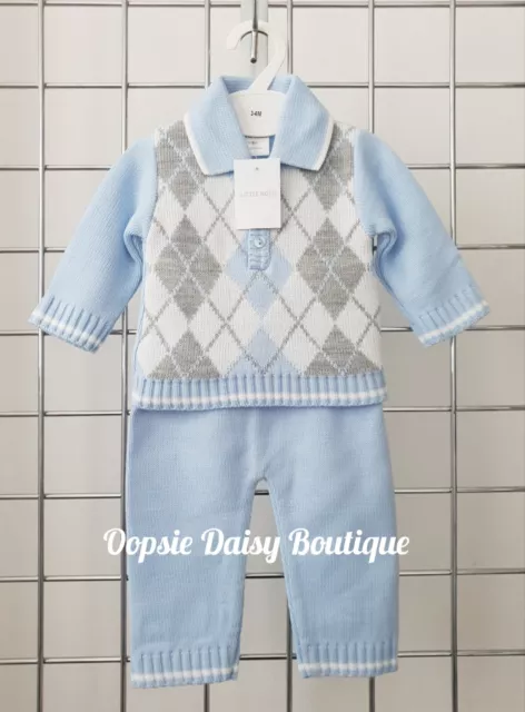 Boys Blue Spanish Knitted Trouser Set Little Nosh