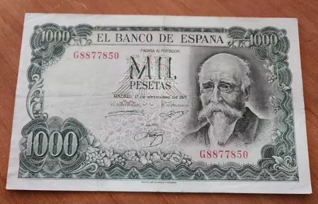 Billete de España de 1.000 Pesetas 1971 EBC (ORIGINAL) ES EL DE LAS FOTOS S/ G