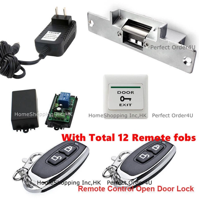 DOOR ACCESS CONTROL System With Electric Strike Lock+12 Wireless Remote