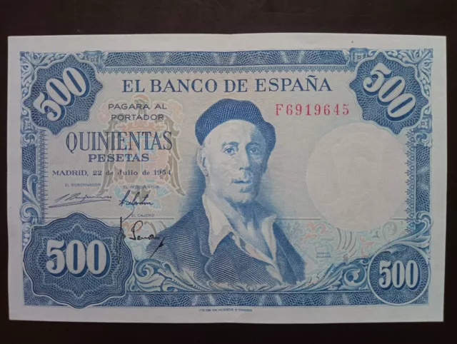 Billete de 500 pesetas 1954. Calidad EBC.
