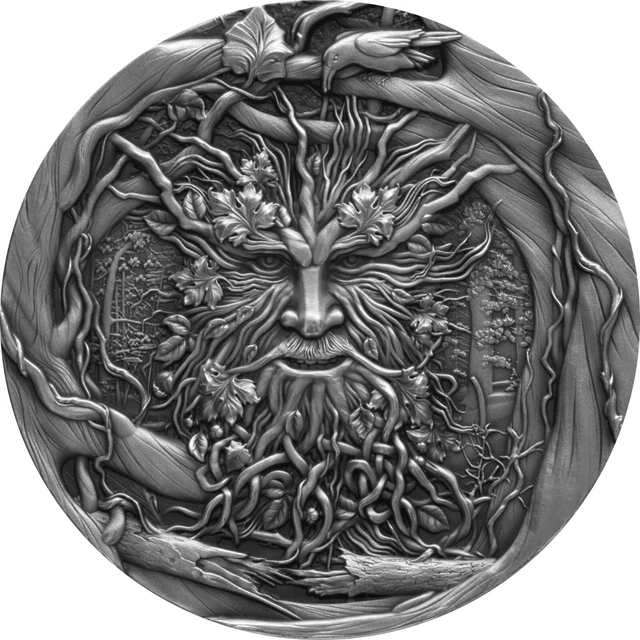 2021 $2 Niue FOREST SPIRIT Antique Finish 2 Oz Silver Coin.